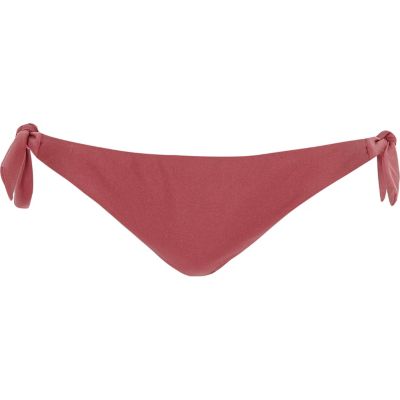 Pink tie side string bikini bottoms